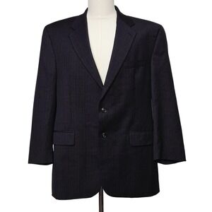 Chaps Ralph Lauren Blazer Mens Large Gray Pinstripe‎ 2 Button Sport Coat